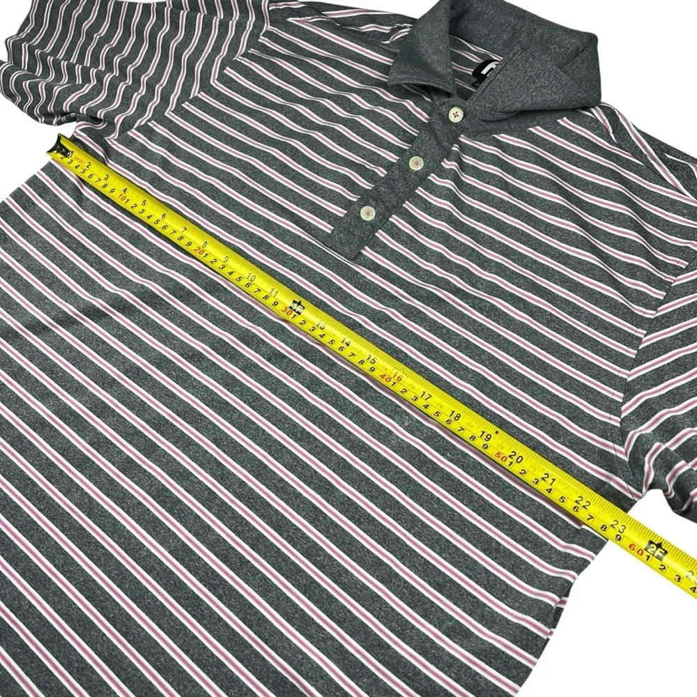 Footjoy FJ Polo Shirt Men's XL Grey Pink Golf Striped Athletic‎ Preppy Stretch